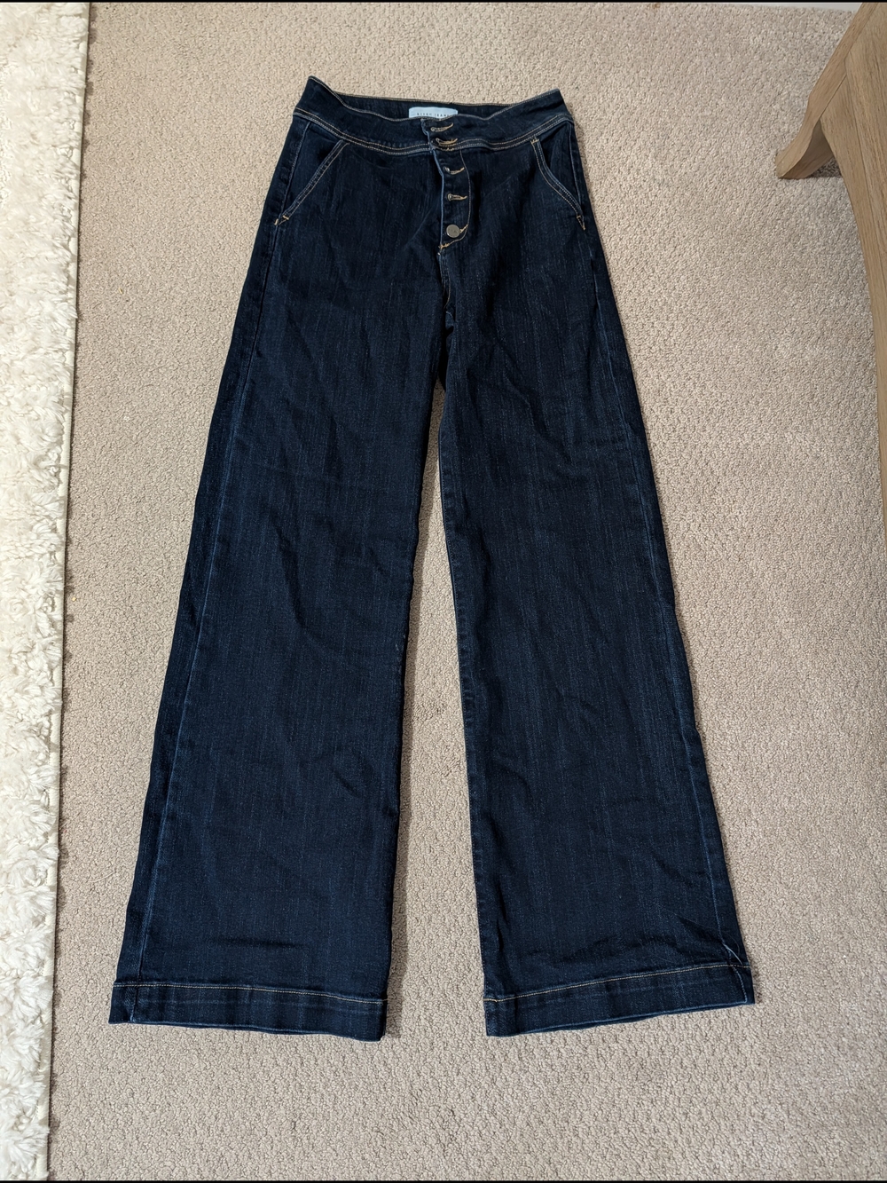 Risen-Wide Leg Dark Wash Women's Jeans -High Rise